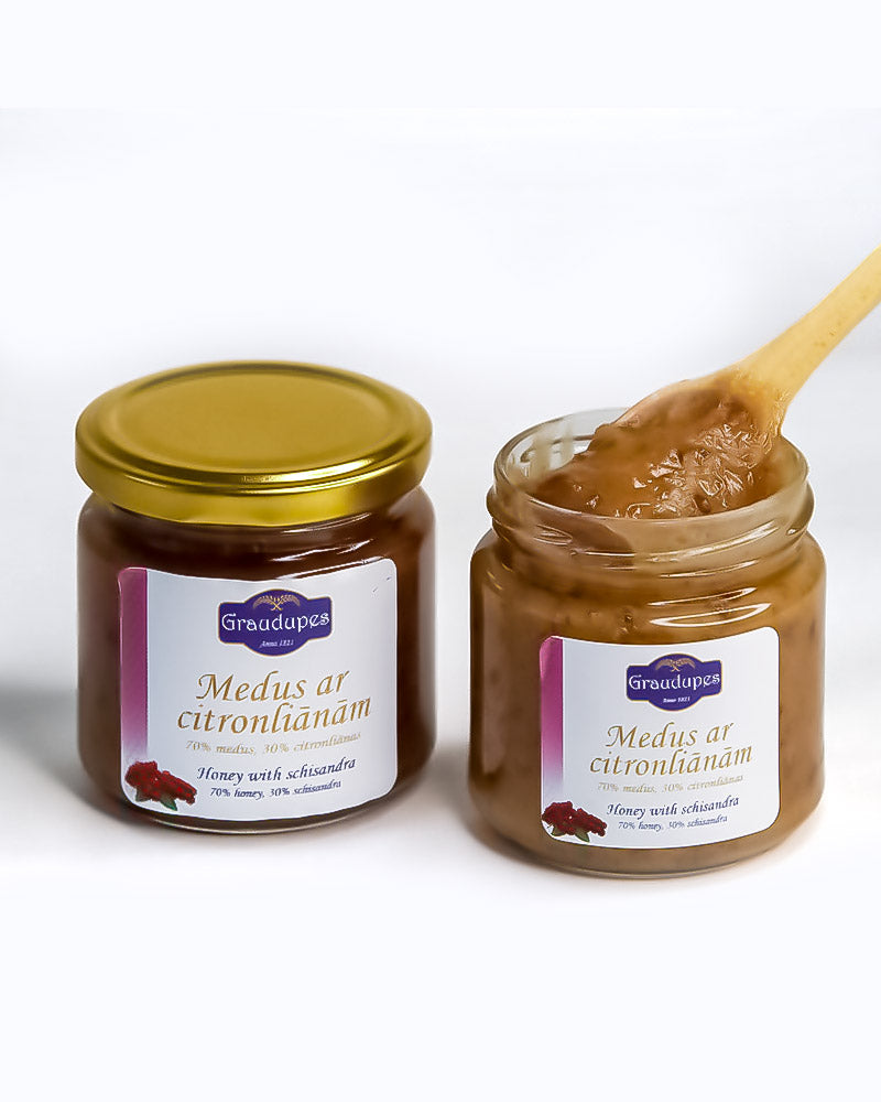 Honey with lemon-lime berries (Schisandra) jar Gaudupes