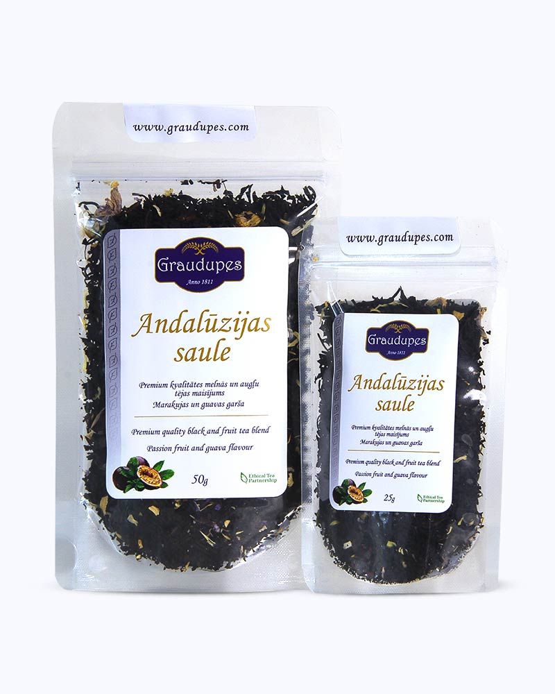 Andalusian Sun, Graudupes Whole Leaf Black Tea Blend, Assam loose leaf tea with Passion fruit & Guava flavour.