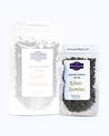 Packed loose leaf tea 25 gram size. China Jasmine Tea, Graudupes Classic Green Tea, Premium Loose Leaf Green Tea with Jasmine Flower Petals.