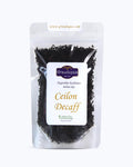 Packed tea in transparent doypack, front side. Ceylon Decaff, Graudupes decaffeinated black tea, whole leaf black tea Ceylon.
