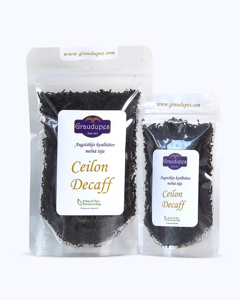 Ceylon Decaff, Graudupes decaffeinated black tea, whole leaf black tea Ceylon.