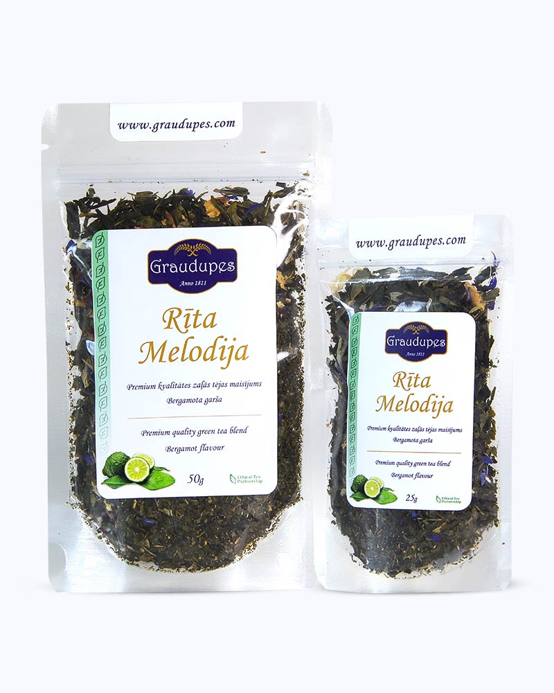 Morning Melody, Graudupes Whole Leaf Green Tea Blend, Sencha loose leaf tea with rose petals, Mango and Bergamot Taste.