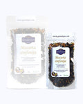 Packed loose leaf tea 25 gram size. Mozart’s Symphony, Graudupes Whole Leaf Black Tea Blend, Assam loose leaf tea with Marzipan.