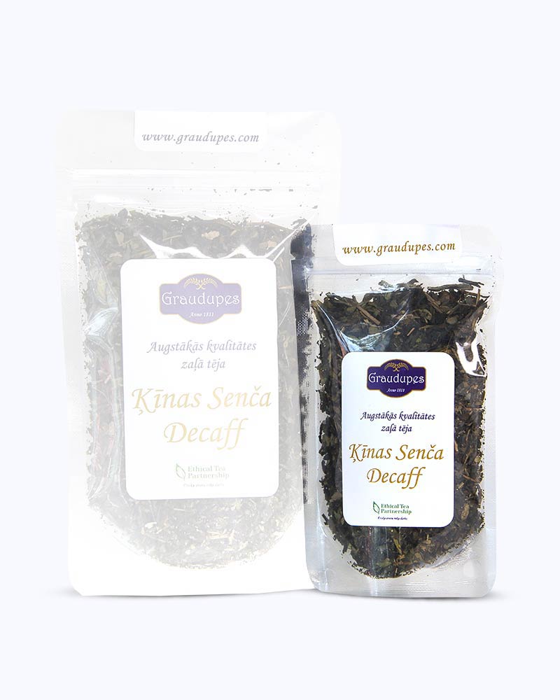 Packed loose leaf tea 25 gram size. Sencha Decaf, Graudupes decaffeinated green tea sencha, whole leaf green tea.
