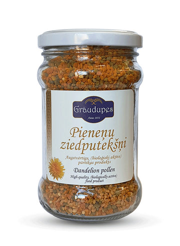 Dandelion pollen jar -bees dandelions pollen