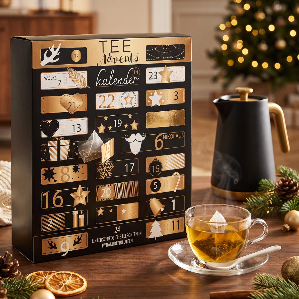 XL Tea Advent Calendar Golden Christmas by Graudupes, product photo 2