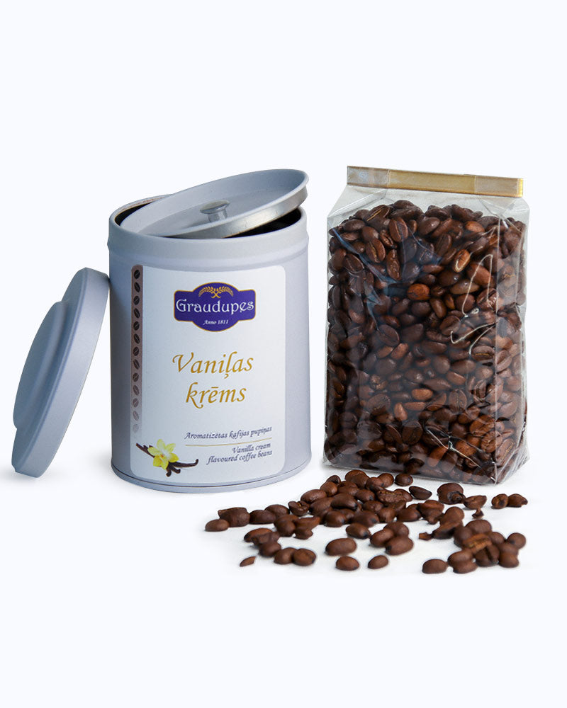Vanilla Cream - Flavoured Arabica Coffee Beans bag+jar