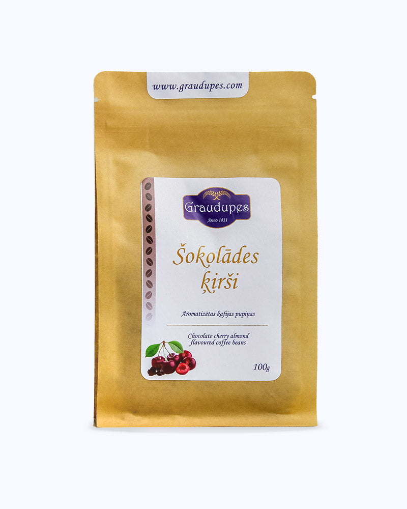 Migdolų vyšnių šokoladas - aromatizuotos arabikos kavos pupelės