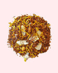 Rooibo Colada, Graudupes Rooibos and Honeybush Tea Blend, Piña Colada Rooibos Mix, Loose leaf tea with coconut pieces and dried pineapple.